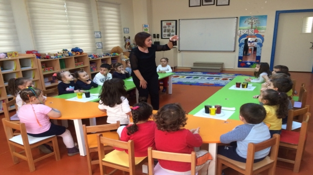 Güneşli Okyanus Koleji Okul Öncesi Rüzgarlar Grubu Renkleri Öğreniyor;