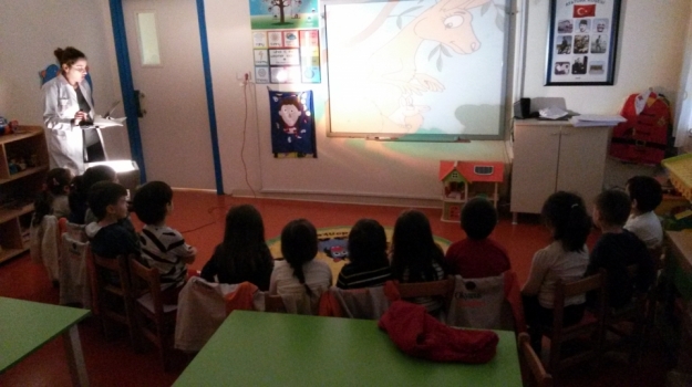 Güneşli Okyanus Okul Öncesi Balıklar Grubu Tepegöz İle Hikâye Dinliyor